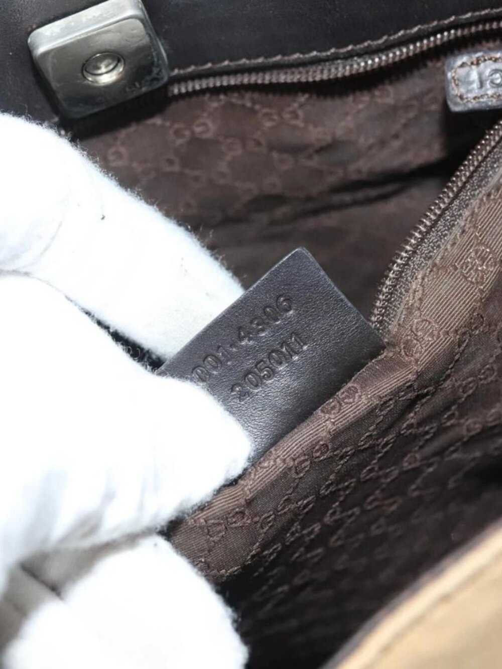 GUCCI Web Sherry Line Shoulder Bag Canvas Beige Silver Red 001 4306 Auth hk2865 - Picture 10 of 16